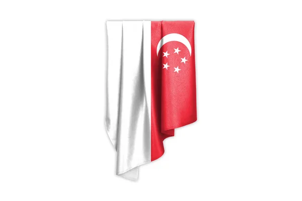 Bandera Singapur Con Una Hermosa Textura Seda Brillante Con Trayectoria —  Fotos de Stock