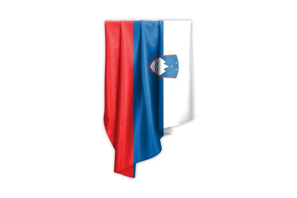 Bandera Eslovenia Con Una Hermosa Textura Seda Brillante Con Trayectoria —  Fotos de Stock