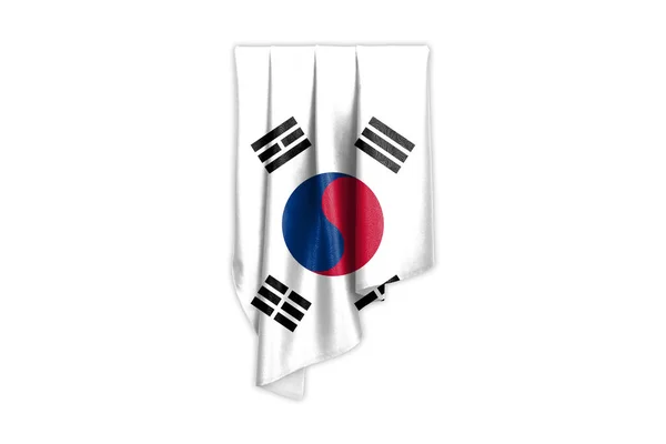 Bandera Corea Del Sur Con Una Hermosa Textura Seda Brillante — Foto de Stock