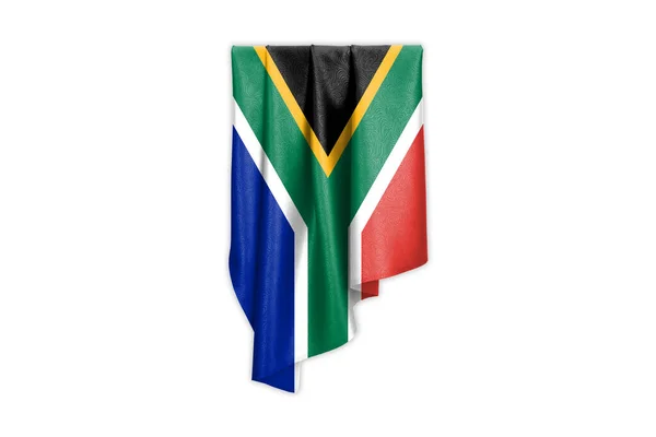 Bandera Sudáfrica Con Una Hermosa Textura Seda Brillante Con Trayectoria —  Fotos de Stock