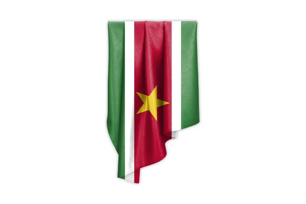 Bandera Surinam Con Una Hermosa Textura Seda Brillante Con Trayectoria — Foto de Stock