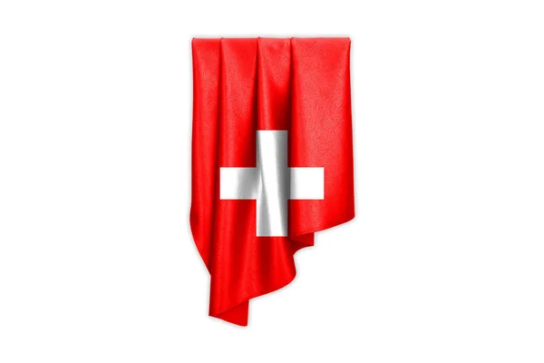 Switzerland Flag Beautiful Glossy Silk Texture Selection Path Illustration — Stock Photo, Image