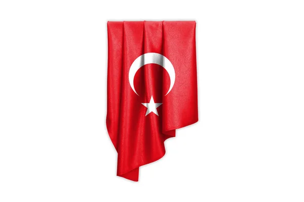 Bandeira Turquia Com Uma Textura Seda Brilhante Bonita Com Caminho — Fotografia de Stock