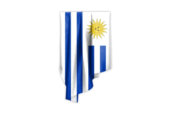Σημαία Ουρουγουάης Μια Όμορφη Γυαλιστερή Μεταξένια Υφή Επιλογή Διαδρομής Illustration — Φωτογραφία Αρχείου