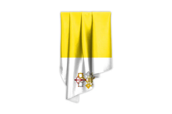 Vatikánská Městská Vlajka Krásnou Lesklou Hedvábnou Texturou Výběrovou Stezkou Ilustrace — Stock fotografie