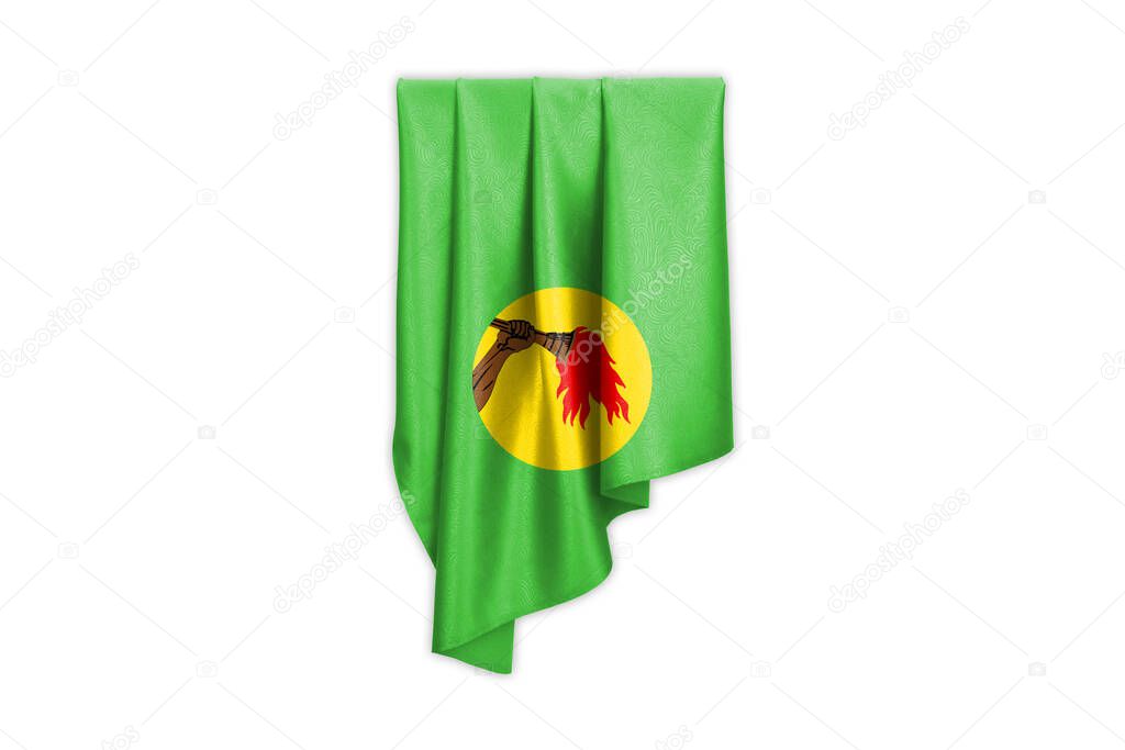 Zaire Flag with a beautiful glossy silk texture with selection path - 3D Illustration