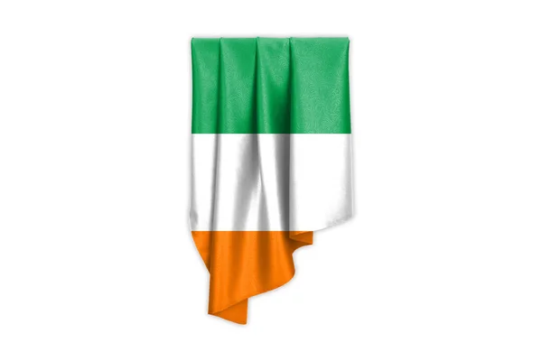Ireland Flag Beautiful Glossy Silk Texture Selection Path Illustration — Stock Photo, Image