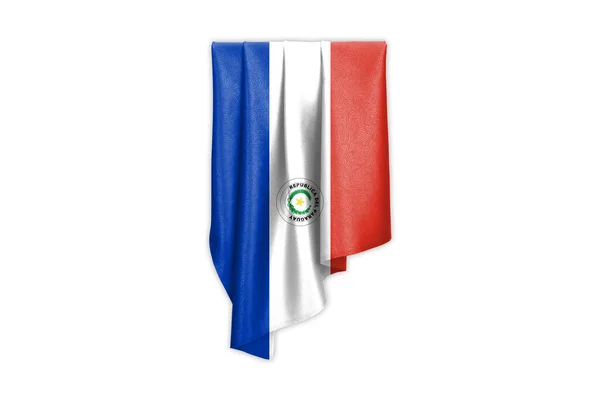 Paraguay Flag Beautiful Glossy Silk Texture Selection Path Illustration — Stock Photo, Image