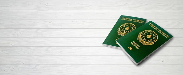 Αζερικά Διαβατήρια Για Ξύλινες Γραμμές Background Banner Copy Space Εικονογράφηση — Φωτογραφία Αρχείου