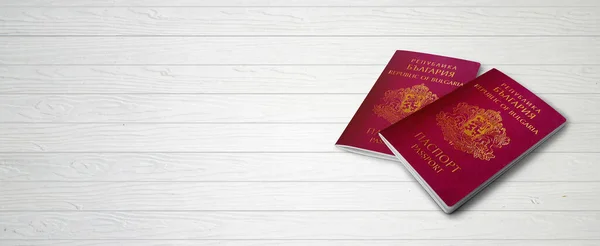 Bulgarian Passports Wood Lines Background Banner Copy Space Illustration — 스톡 사진