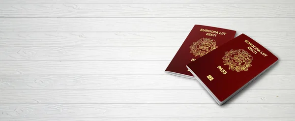 Estonian Passports Wood Lines Background Banner Copy Space Illustration — Stock Photo, Image