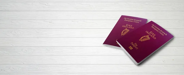 Irish Passports Wood Lines Background Banner Copy Space Illustration — Stock Photo, Image