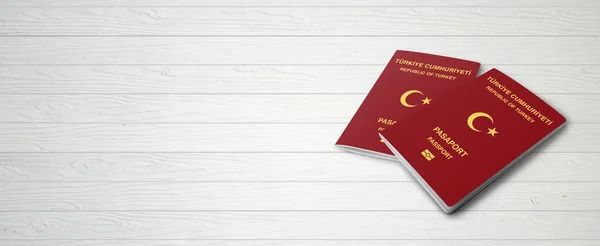 Turkish Passports Wood Lines Background Banner Copy Space Illustration — Stock Photo, Image