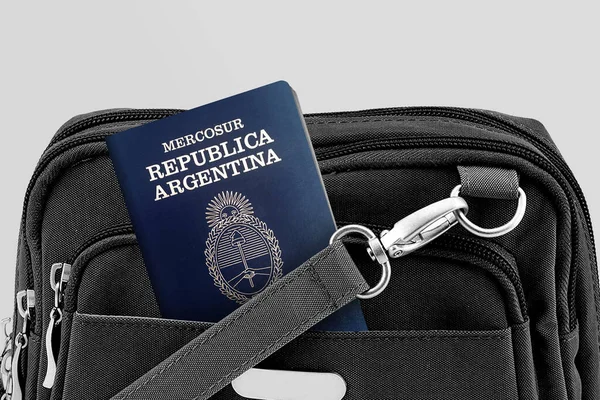 Close Argentine Passport Black Travel Bag Pocket — Stock Photo, Image