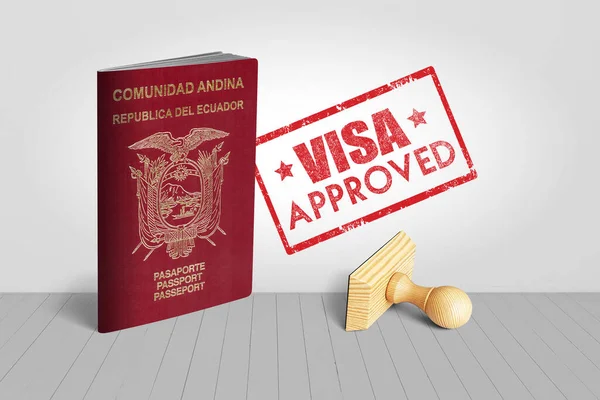 Ecuador Passport Visa Approved Wooden Stamp Travel Illustration — Stock Photo, Image