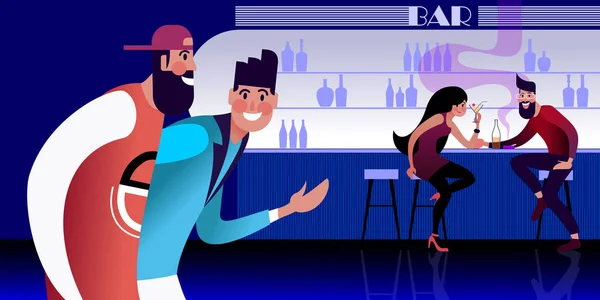 Bar de personas — Vector de stock