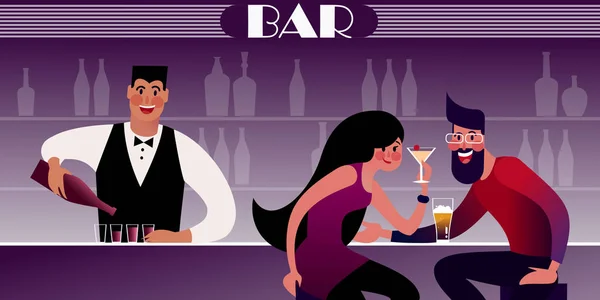 Bar de personas — Vector de stock