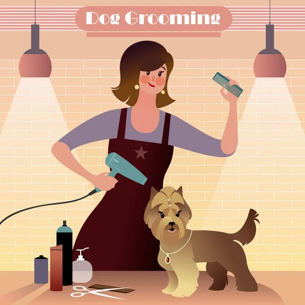 Hond grooming — Stockvector