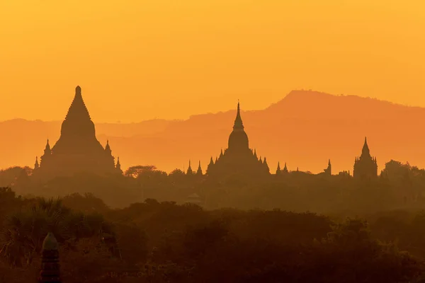 Amanecer Escénico Impresionante Zona Arqueológica Bagan Myanmar Bagan Una Ciudad — Foto de Stock