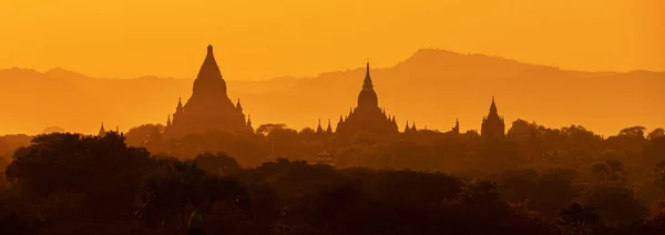 Scenic Prachtige Zonsopgang Bij Archeologische Zone Boven Bagan Myanmar Bagan — Stockfoto