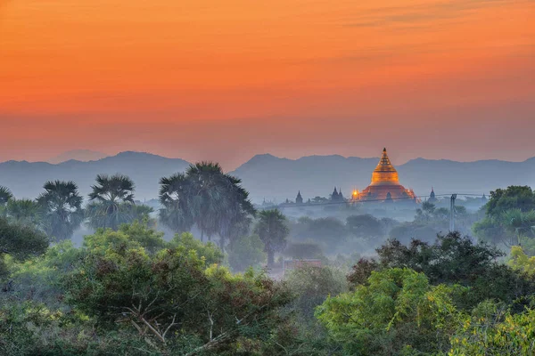 Natursköna Och Fantastiska Soluppgång Arkeologiska Zonen Över Bagan Myanmar Bagan — Stockfoto