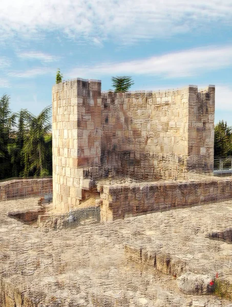 Remains of the walls of the castle of Burgos is located in Spain — Stock Photo, Image