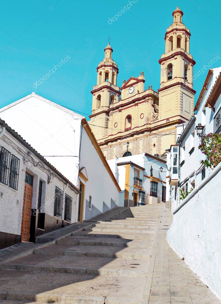 Street to the church of Olvera in Andalusia