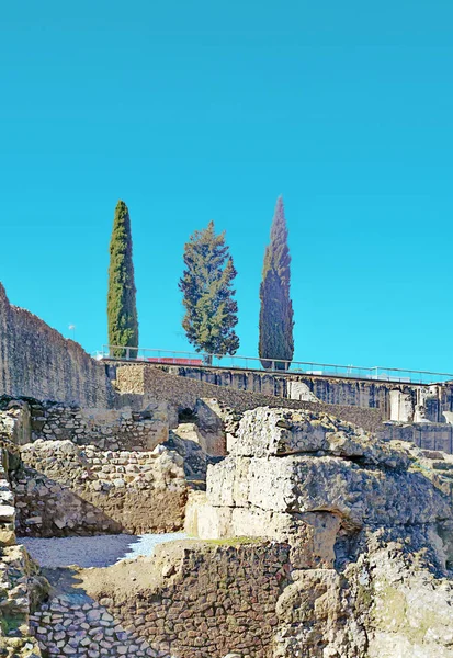 Romeinse Ruïnes Van Carmona Een Zonnige Dag Het Zuiden Van — Stockfoto