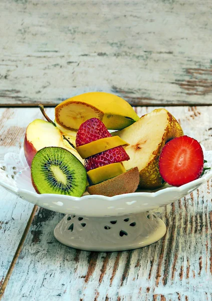 Fruits Surrounded Rustic Background — Stock Photo, Image