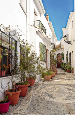 Endülüs 'te Frigiliana adında beyaz duvarlı bir köy.