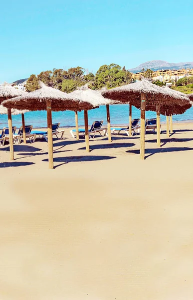 Umbrellas Beach Andalusia Sunny Day — Stock Photo, Image