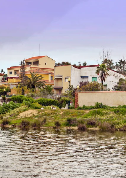 Río Guadiana Junto Los Campos Extremadura Día Soleado — Foto de Stock