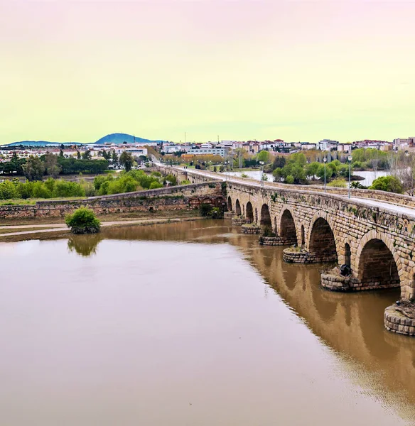 Roman Bridge Guadiana River Spanish Town Merida — Stock Photo, Image