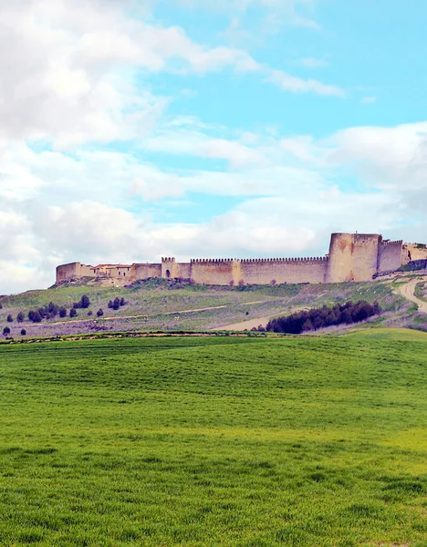 西班牙北部Valladolid田野里的城堡 多云的一天 — 图库照片