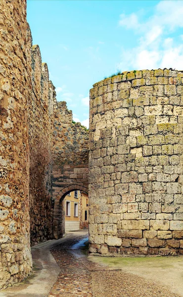 Wall of castle of Castilla y leon in Spain in a sunny day