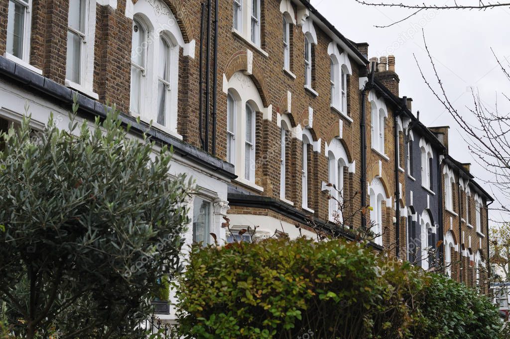 brick facades of victiorian houses in Notting Hill, London