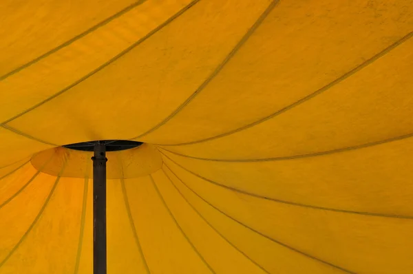 View Seams Metal Pole Large Sunshade Awning Yellow Fabric Stock Picture