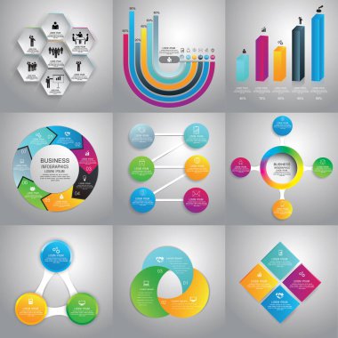 Infographics tasarım şablonları kümesi