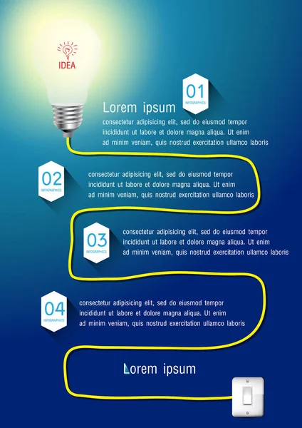 Business Infographics light bulb idea Vector illustration. — Stock Vector