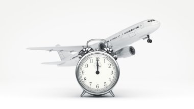 seyahat, uçak saatleri vakti. 3D renderind