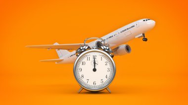 seyahat, uçak saatleri vakti. 3D renderind