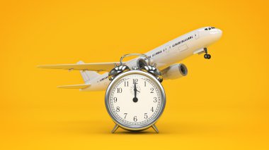 seyahat, uçak saatleri vakti. 3D renderind