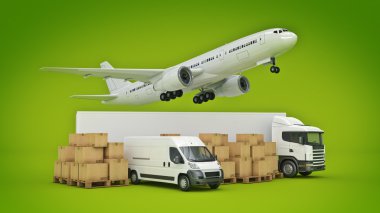 dünya geniş kargo taşıma kavramı. 3D render