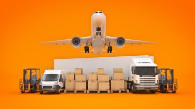 dünya geniş kargo taşıma kavramı. 3D render