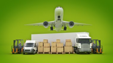 dünya geniş kargo taşıma kavramı. 3D render