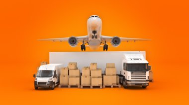dünya geniş kargo taşıma kavramı. 3D render