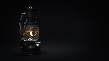 Yanan gaz lambası arka plan, aydınlatma konsepti. 3D render