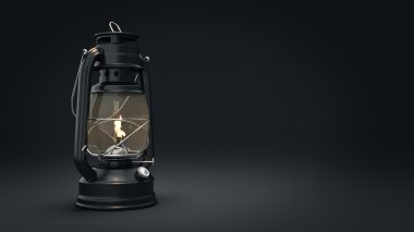 Yanan gaz lambası arka plan, aydınlatma konsepti. 3D render