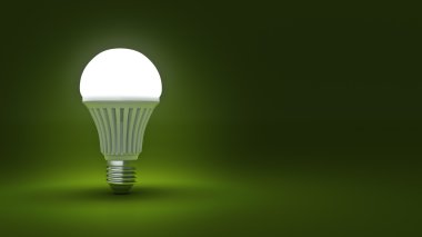 Parlayan Led ampul. 3D render