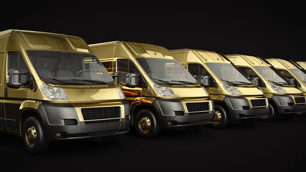 Золота вантажівка-швидка доставка. 3D візуалізація — стокове фото